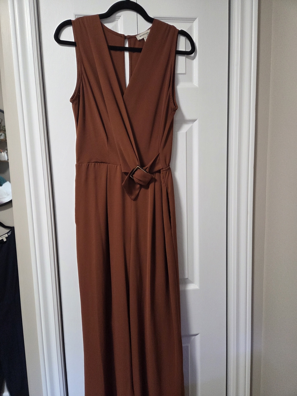 Monteau Sleeveless Rust Maxi Dress with Waist Tie